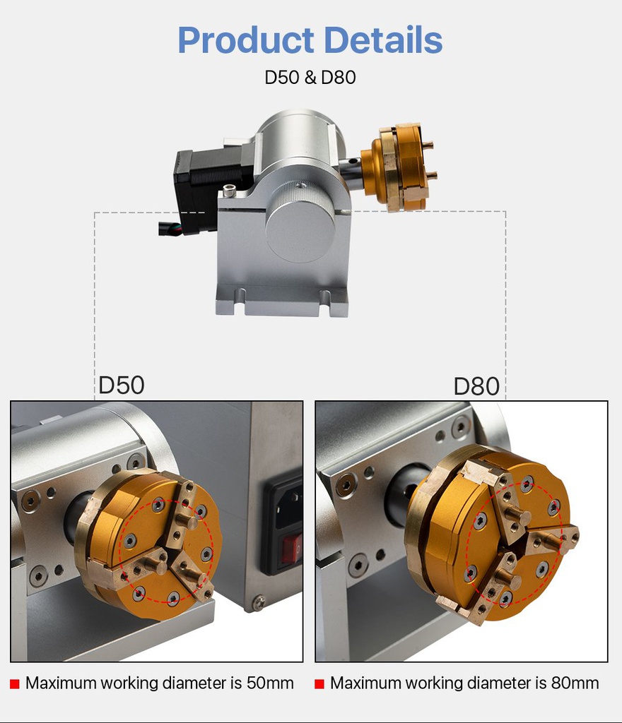 Rotary for Fiber Laser - Sizes